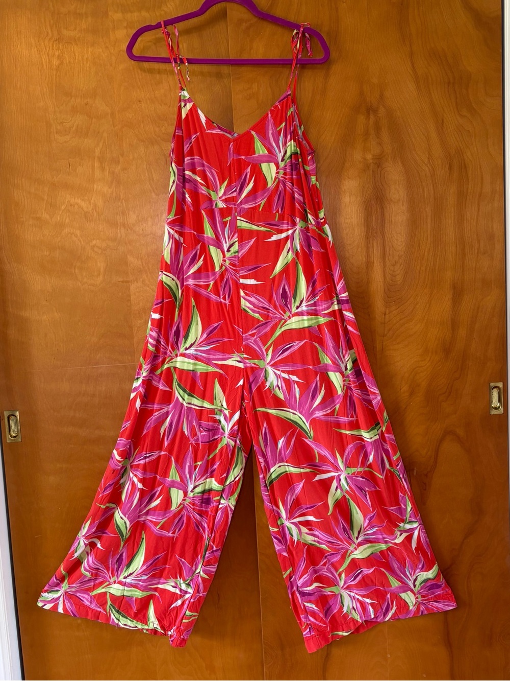OLD NAVY Orange/Red Tropical-Print Wide-Leg Jumpsuit size L